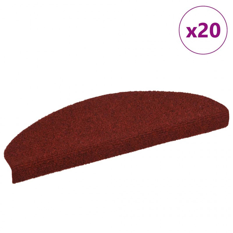 Maty na schody samoprzylepne 20 szt. 65x21x4 cm Bordowe Czerwone Półokrągłe Duże