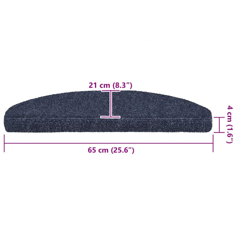 Maty na schody samoprzylepne 20 szt. 65x21x4 cm niebieskie półokrągłe duże