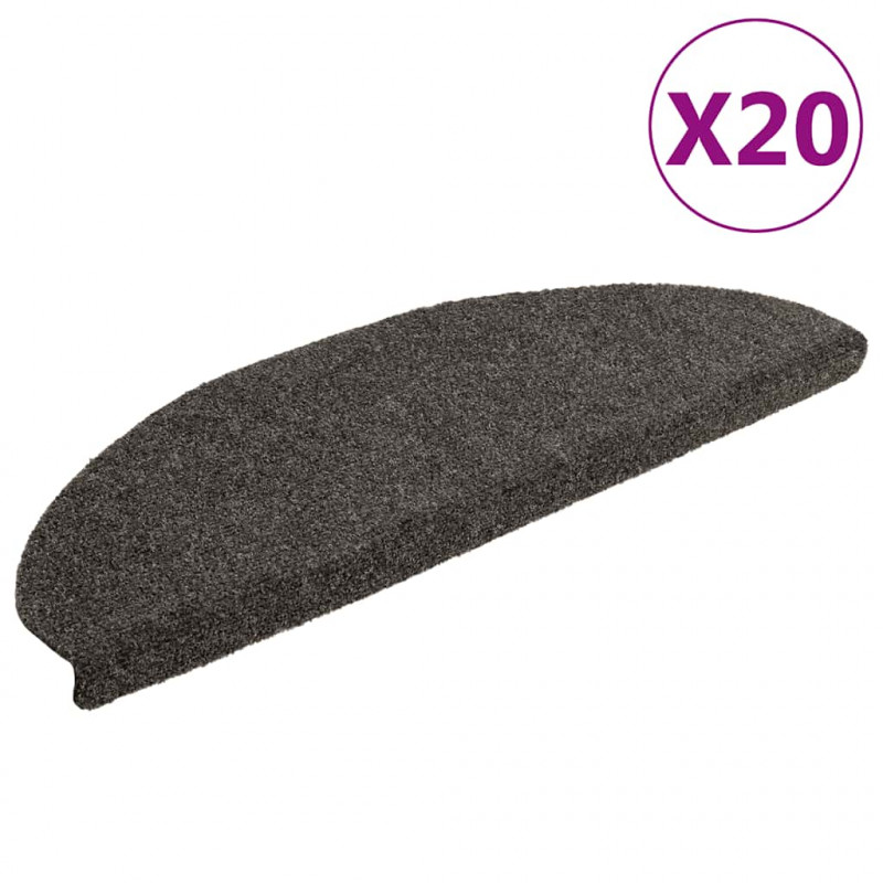 Maty na schody samoprzylepne 20 szt. 65x21x4 cm Antracytowe półokrągłe duże