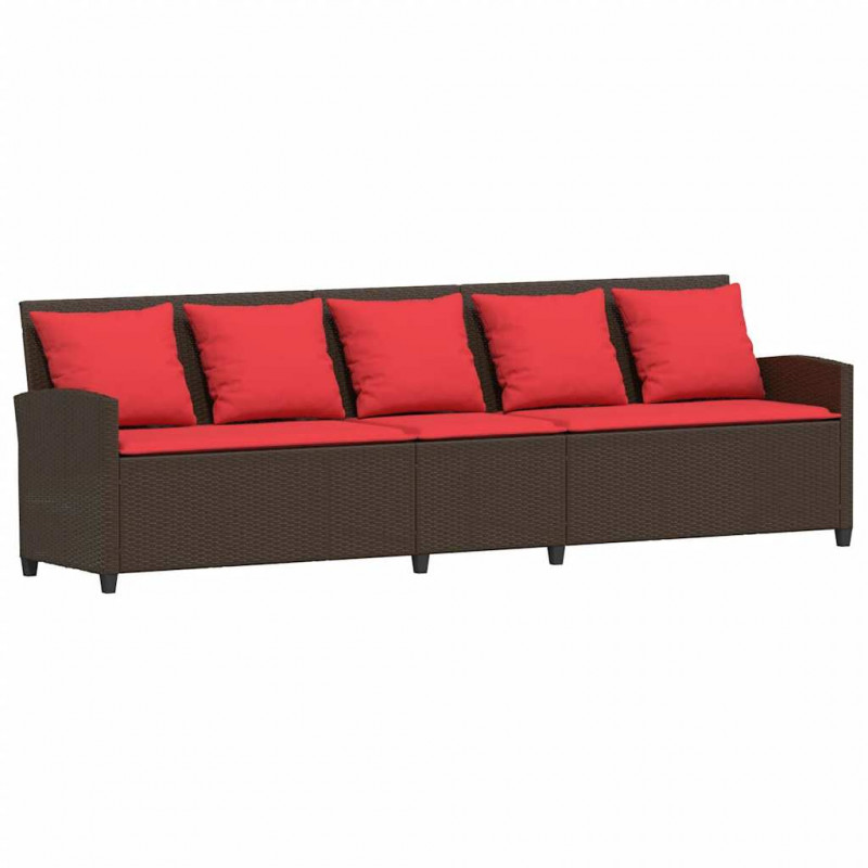 Sofa ogrodowa z poduszkami Brązowy polirattan