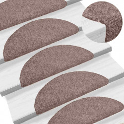 Maty na schody samoprzylepne 30 szt. 65x21x4 cm jasnobrązowe półokrągłe duże