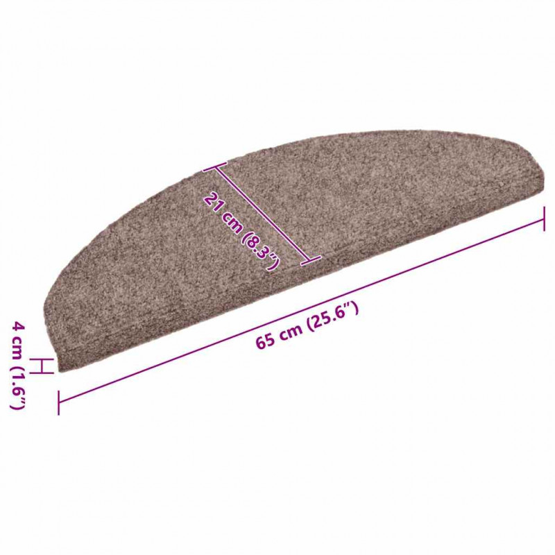 Maty na schody samoprzylepne 30 szt. 65x21x4 cm jasnobrązowe półokrągłe duże