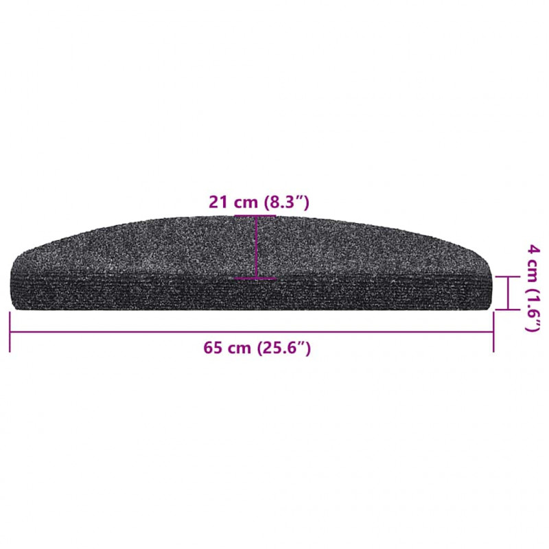 Maty na schody samoprzylepne 30 szt. 65x21x4 cm Ciemnoszary Półokrągły Duży