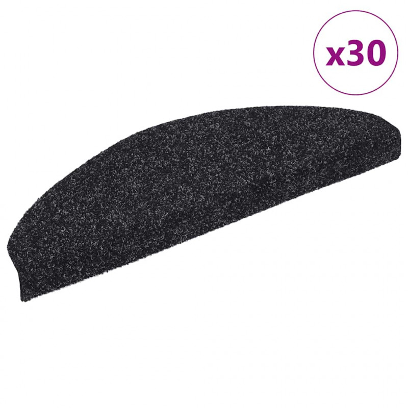 Maty na schody samoprzylepne 30 szt. 65x21x4 cm czarne półokrągłe duże