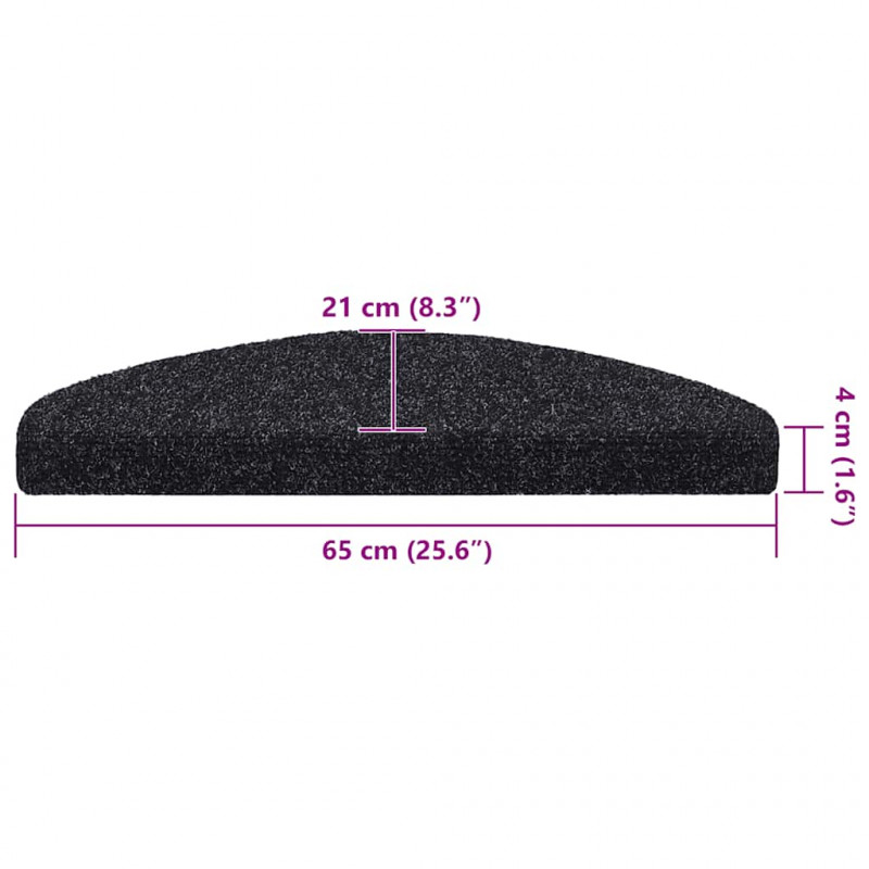 Maty na schody samoprzylepne 30 szt. 65x21x4 cm czarne półokrągłe duże