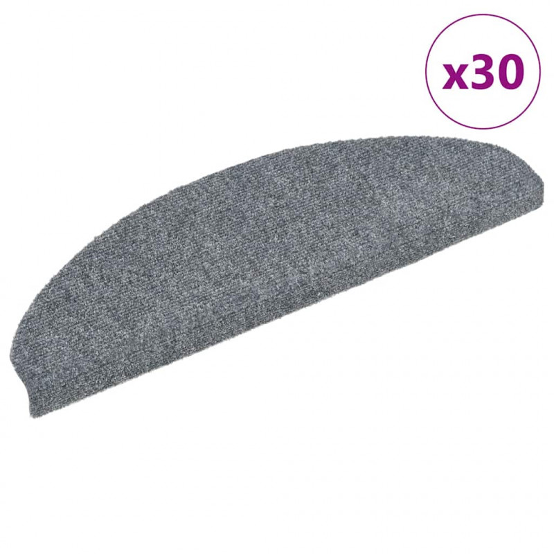 Maty na schody samoprzylepne 30 szt. 65x21x4 cm Jasnoszary Półokrągły Duży
