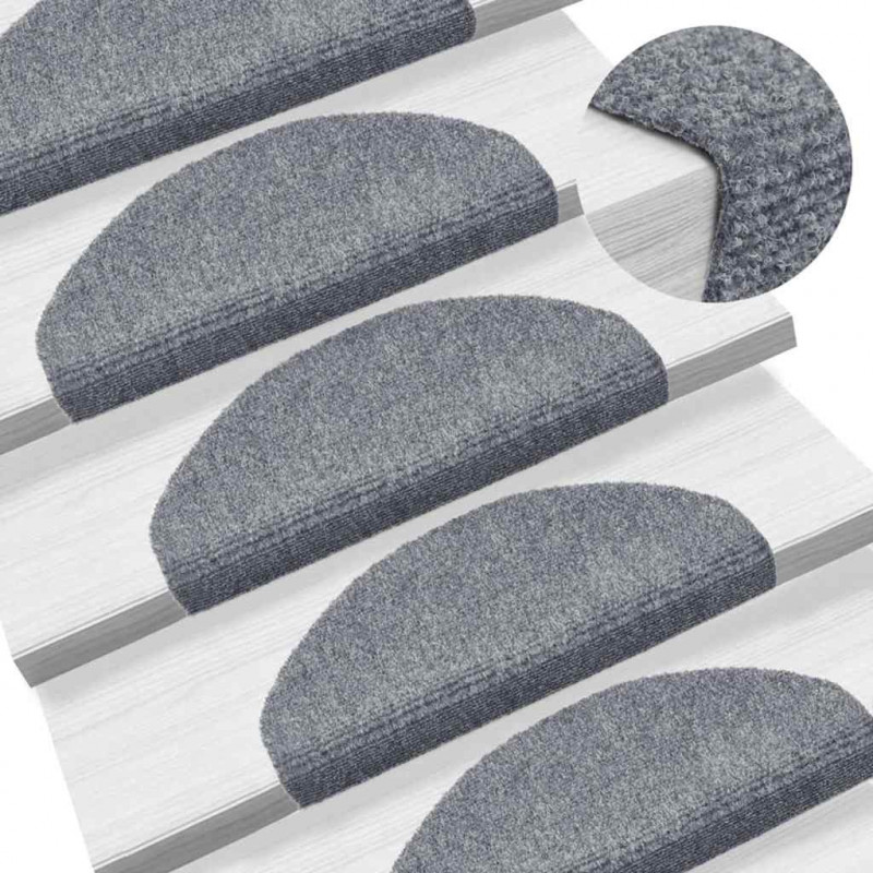 Maty na schody samoprzylepne 30 szt. 65x21x4 cm Jasnoszary Półokrągły Duży