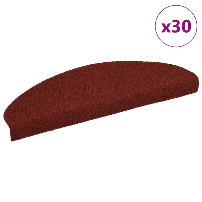 Maty na schody samoprzylepne 30 szt. 65x21x4 cm Bordowe Czerwone Półokrągłe Duże