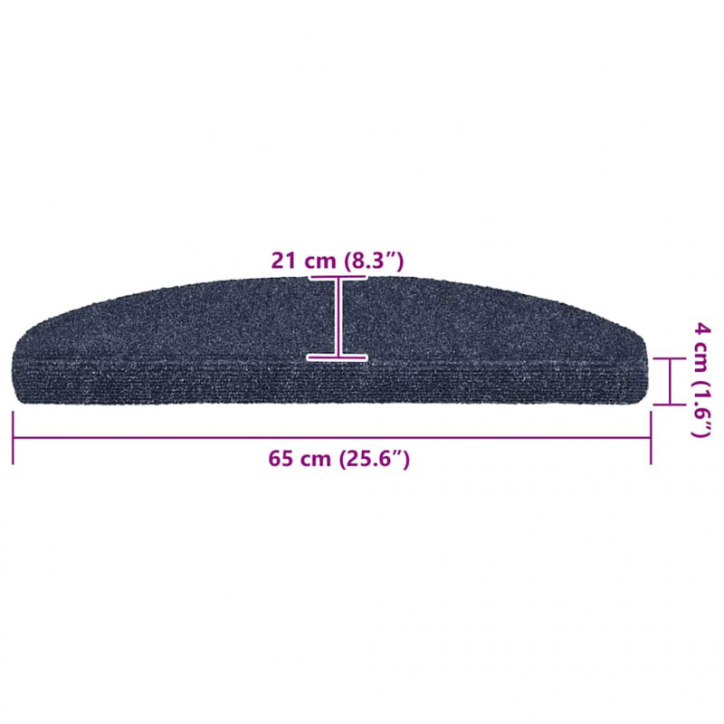 Maty na schody samoprzylepne 30 szt. 65x21x4 cm niebieskie półokrągłe duże