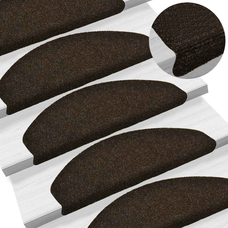 Maty na schody samoprzylepne 30 szt. 65x21x4 cm Ciemnobrązowe półokrągłe duże