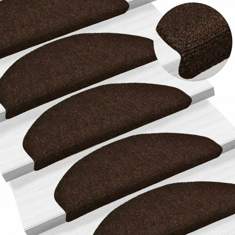 Maty na schody samoprzylepne 30 szt. 65x21x4 cm Brązowe półokrągłe duże