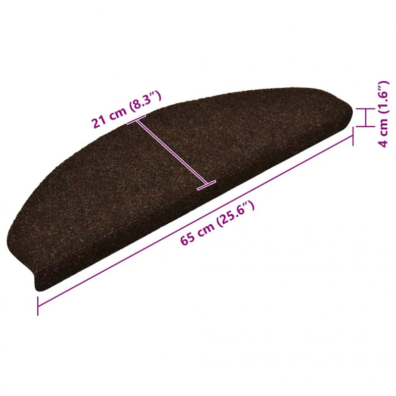 Maty na schody samoprzylepne 30 szt. 65x21x4 cm Brązowe półokrągłe duże
