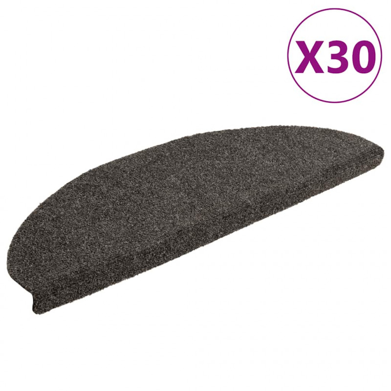Maty na schody samoprzylepne 30 szt. 65x21x4 cm Antracytowe półokrągłe duże
