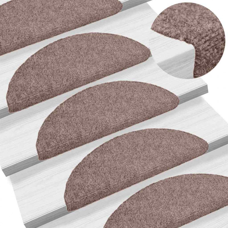 Maty na schody samoprzylepne 20 szt. 56x17x3 cm jasnobrązowe półokrągłe