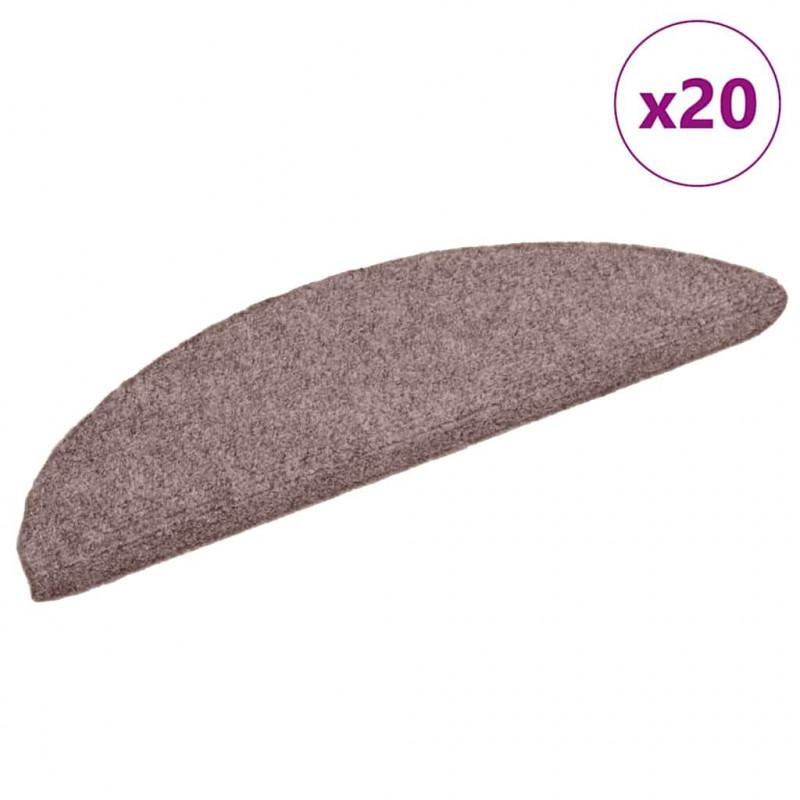 Maty na schody samoprzylepne 20 szt. 56x17x3 cm jasnobrązowe półokrągłe