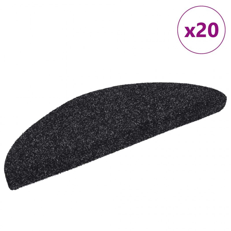 Maty na schody samoprzylepne 20 szt. 56x17x3 cm czarne półokrągłe