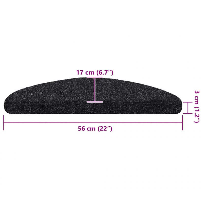 Maty na schody samoprzylepne 20 szt. 56x17x3 cm czarne półokrągłe