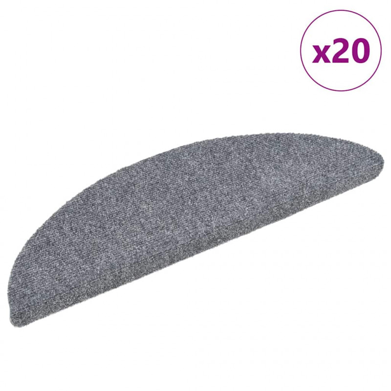 Maty na schody samoprzylepne 20 szt. 56x17x3 cm Jasnoszary półokrągły