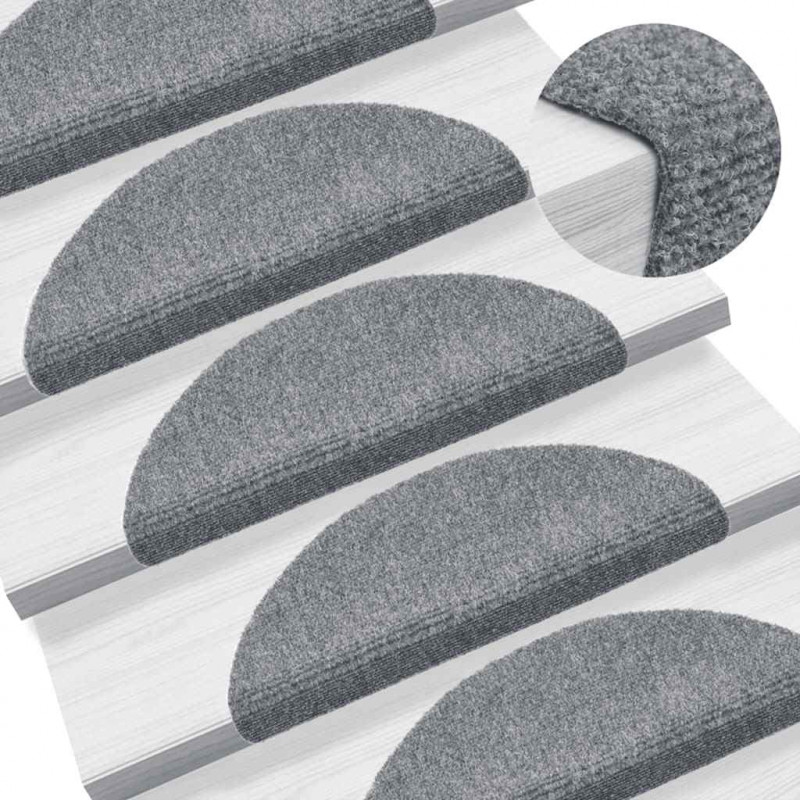 Maty na schody samoprzylepne 20 szt. 56x17x3 cm Jasnoszary półokrągły