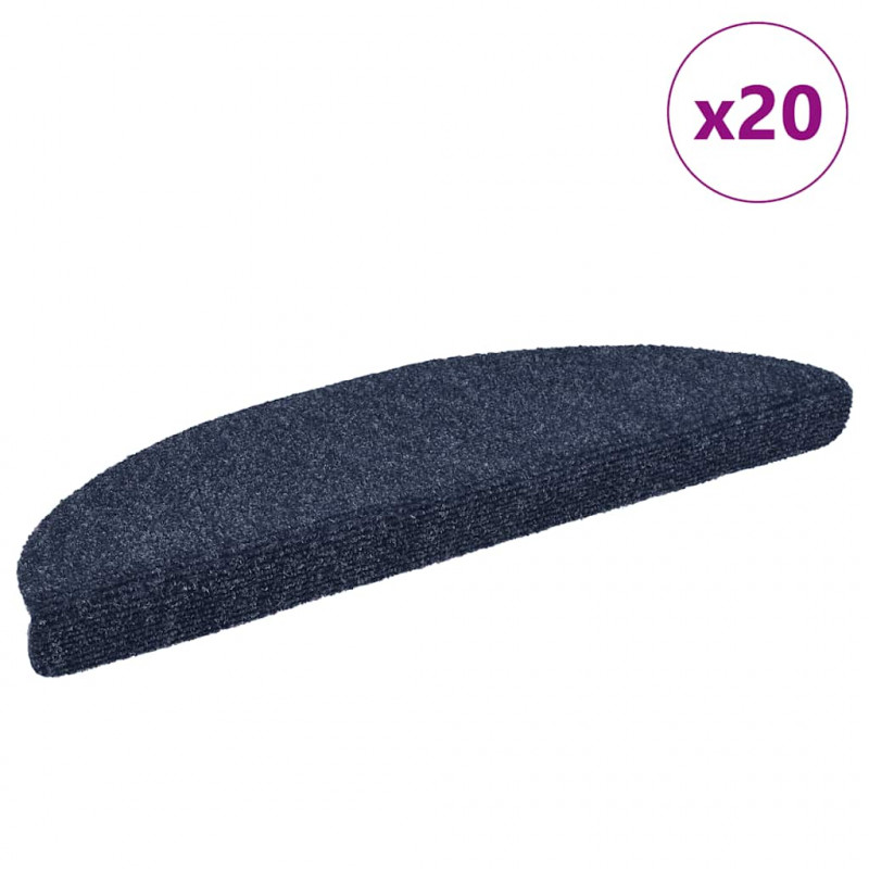 Maty na schody samoprzylepne 20 szt. 56x17x3 cm niebieskie półokrągłe