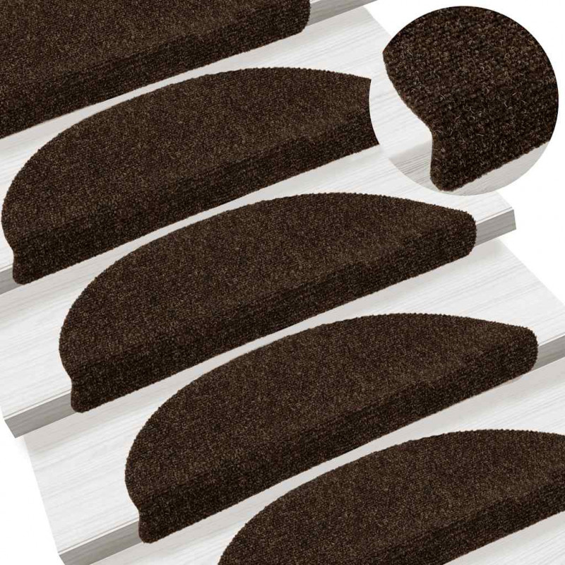Maty na schody samoprzylepne 20 szt. 56x17x3 cm Brązowe półokrągłe