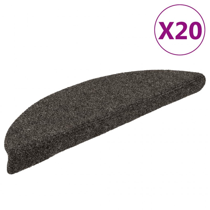 Maty na schody samoprzylepne 20 szt. 56x17x3 cm Antracyt Półokrągłe