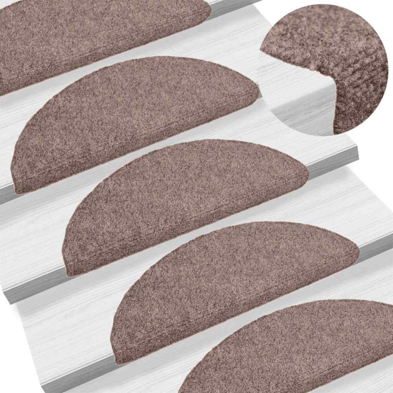 Maty na schody samoprzylepne 30 szt. 56x17x3 cm jasnobrązowe półokrągłe