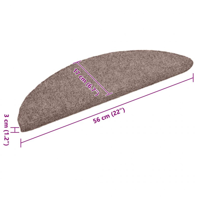 Maty na schody samoprzylepne 30 szt. 56x17x3 cm jasnobrązowe półokrągłe