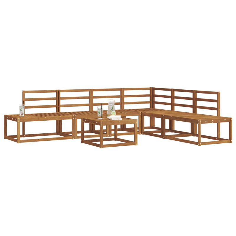 Zestaw Sof 7 Sztuka Naturalny Lite Drewno Akacji