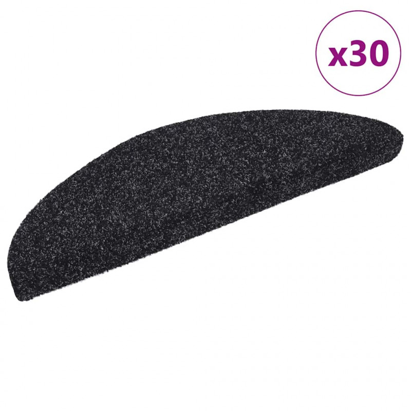 Maty na schody samoprzylepne 30 szt. 56x17x3 cm czarne półokrągłe