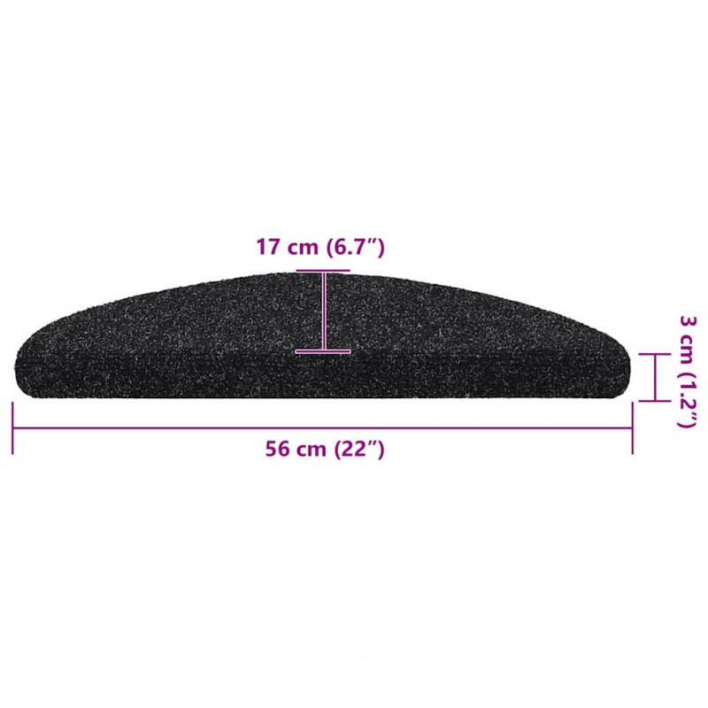 Maty na schody samoprzylepne 30 szt. 56x17x3 cm czarne półokrągłe