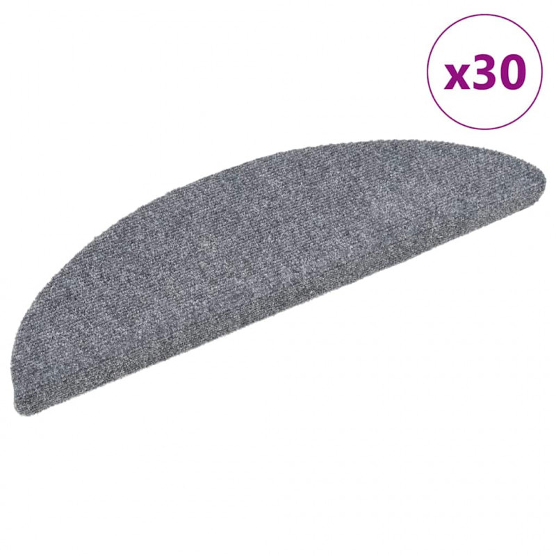 Maty na schody samoprzylepne 30 szt. 56x17x3 cm Jasnoszary półokrągły