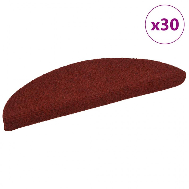 Maty na schody samoprzylepne 30 szt. 56x17x3 cm Bordowo-czerwone półokrągłe