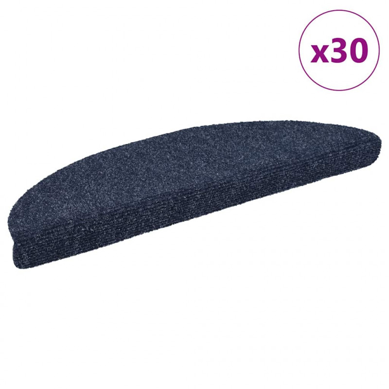 Maty na schody samoprzylepne 30 szt. 56x17x3 cm niebieskie półokrągłe