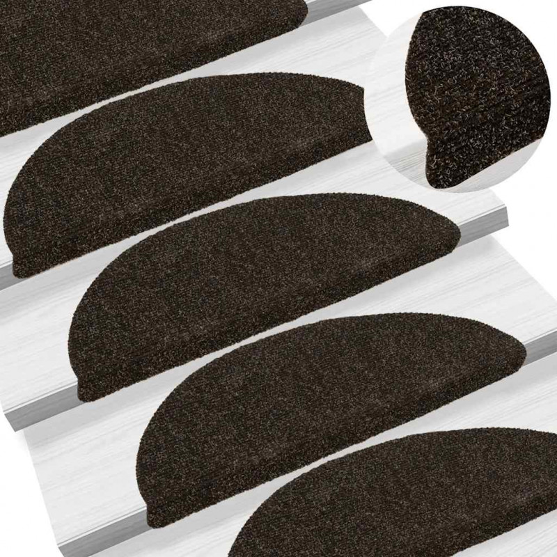 Maty na schody samoprzylepne 30 szt. 56x17x3 cm Ciemnobrązowe półokrągłe