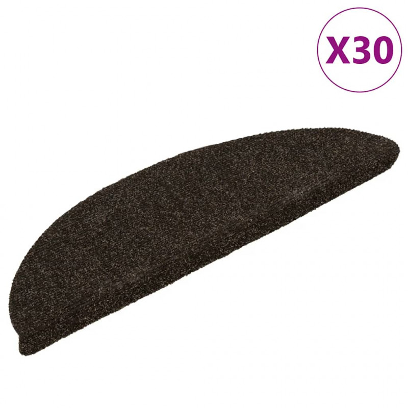 Maty na schody samoprzylepne 30 szt. 56x17x3 cm Ciemnobrązowe półokrągłe