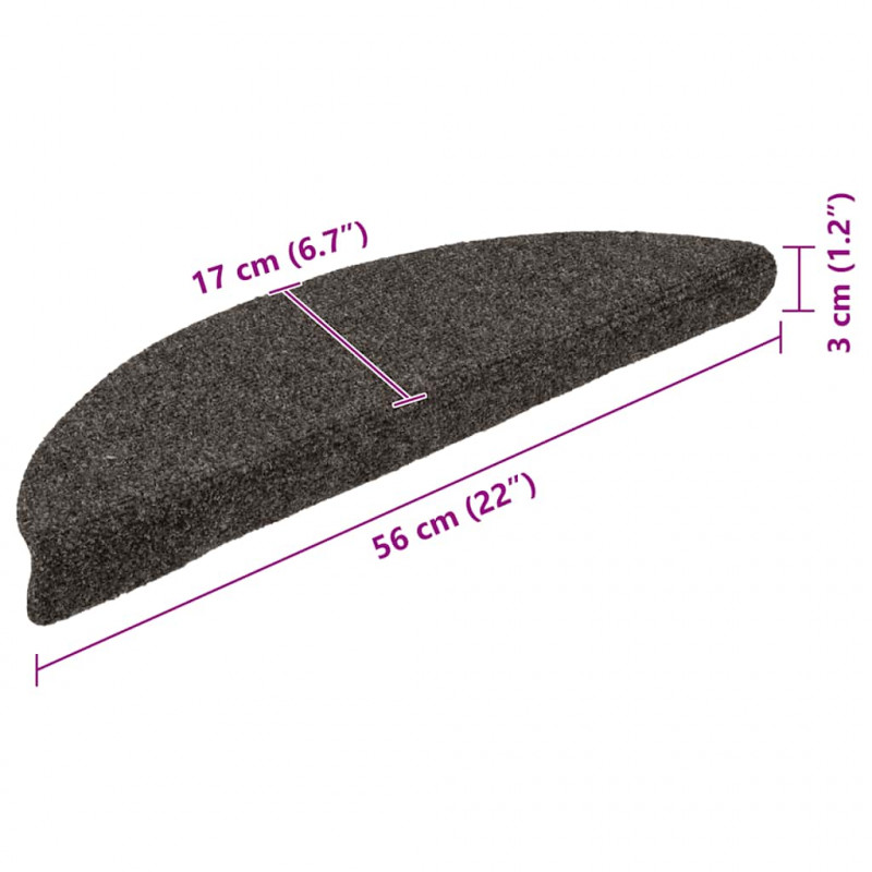 Maty na schody samoprzylepne 30 szt. 56x17x3 cm Antracyt Półokrągłe