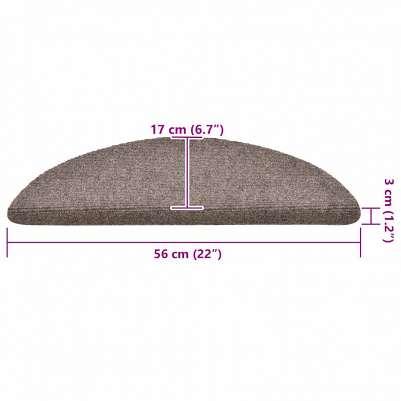 Maty na schody samoprzylepne 30 szt. 56x17x3 cm beżowe półokrągłe