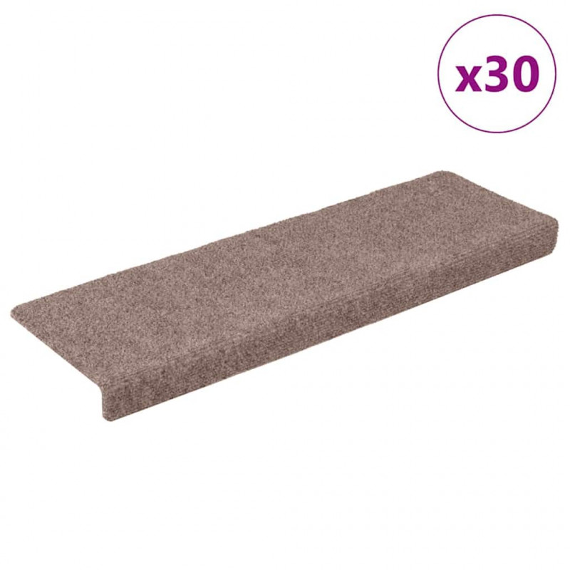 Maty na schody samoprzylepne 30 szt. 65x21x4 cm jasnobrązowe, prostokątne krawędzie
