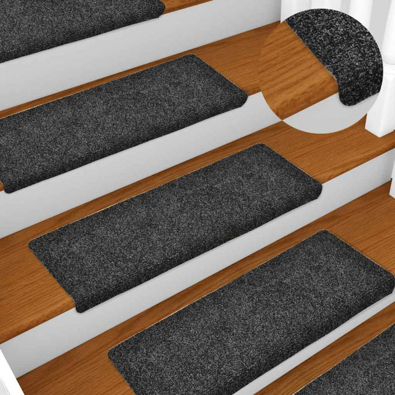 Maty na schody samoprzylepne 30 szt. 65x21x4 cm ciemnoszare, prostokątne krawędzie