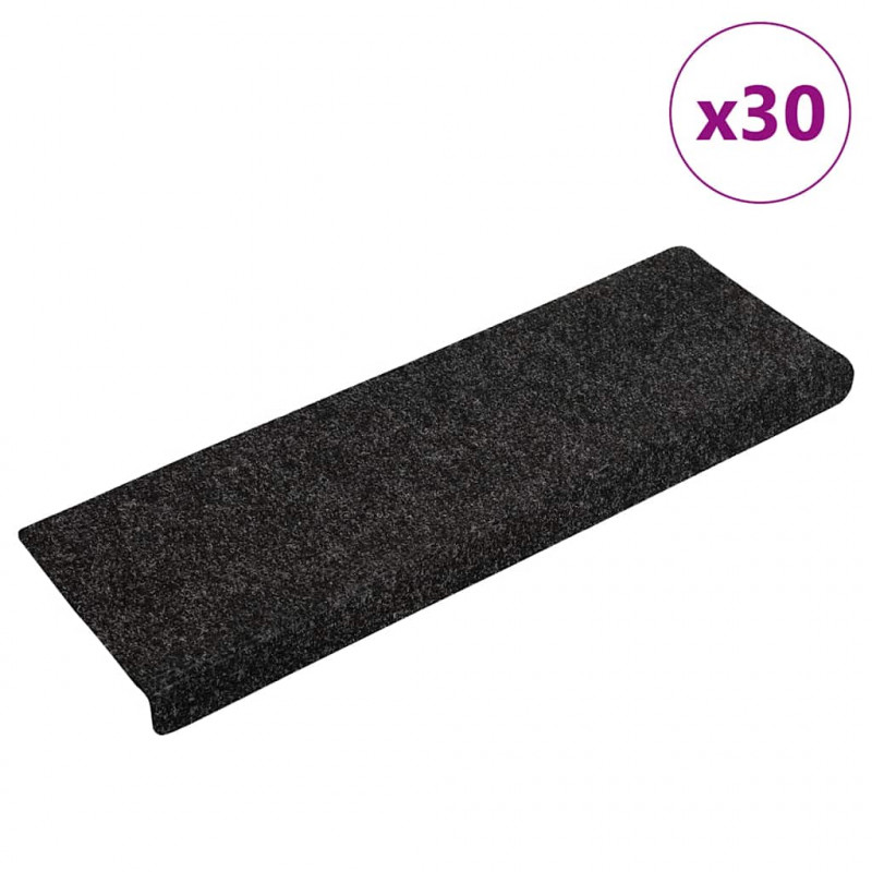 Maty na schody samoprzylepne 30 szt. 65x21x4 cm, czarne, prostokątne, z krawędzią