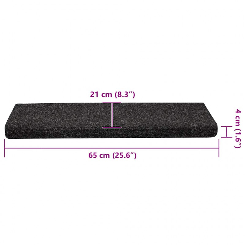 Maty na schody samoprzylepne 30 szt. 65x21x4 cm, czarne, prostokątne, z krawędzią