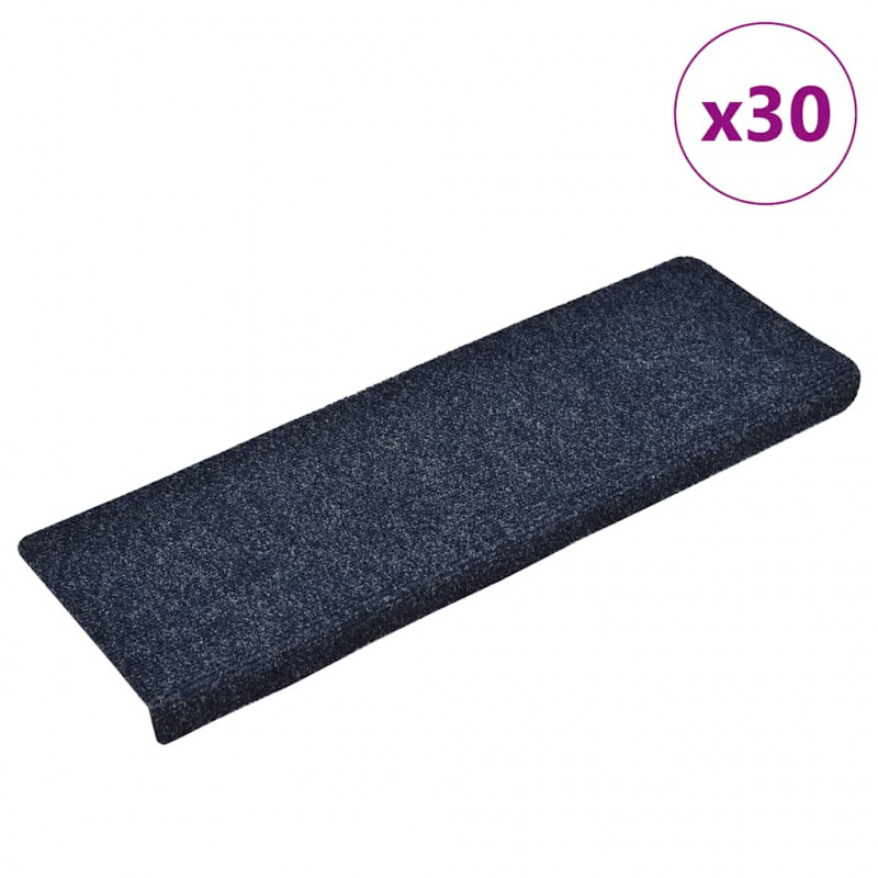 Maty na schody samoprzylepne 30 szt. 65x21x4 cm Niebieskie prostokątne krawędzie