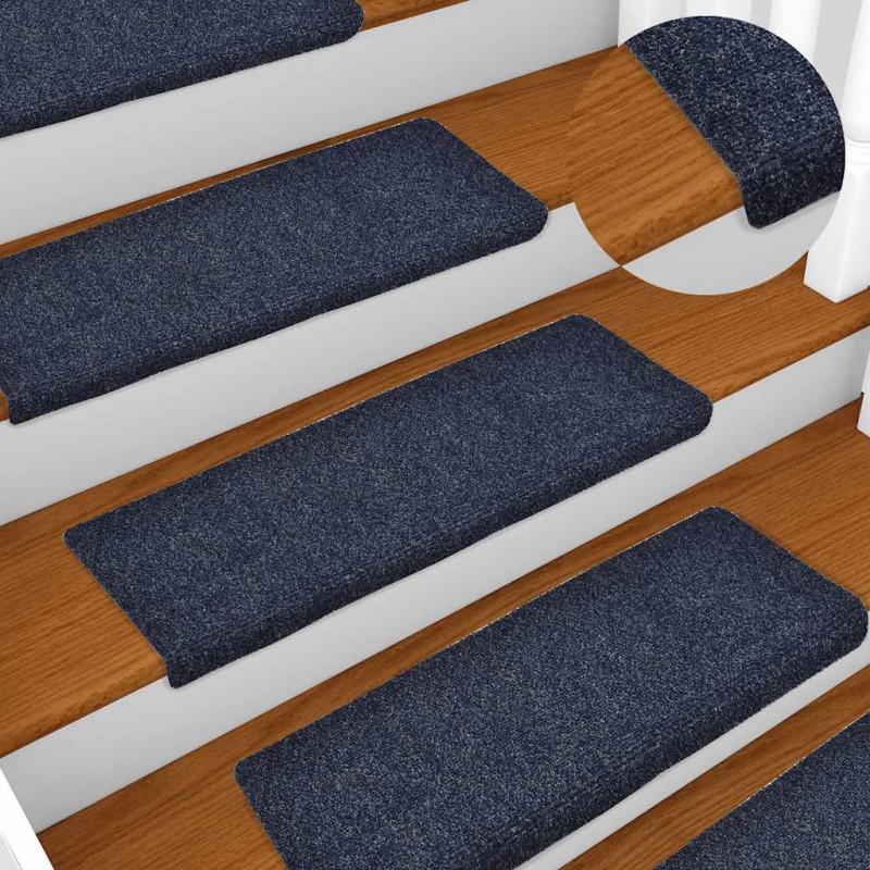 Maty na schody samoprzylepne 30 szt. 65x21x4 cm Niebieskie prostokątne krawędzie