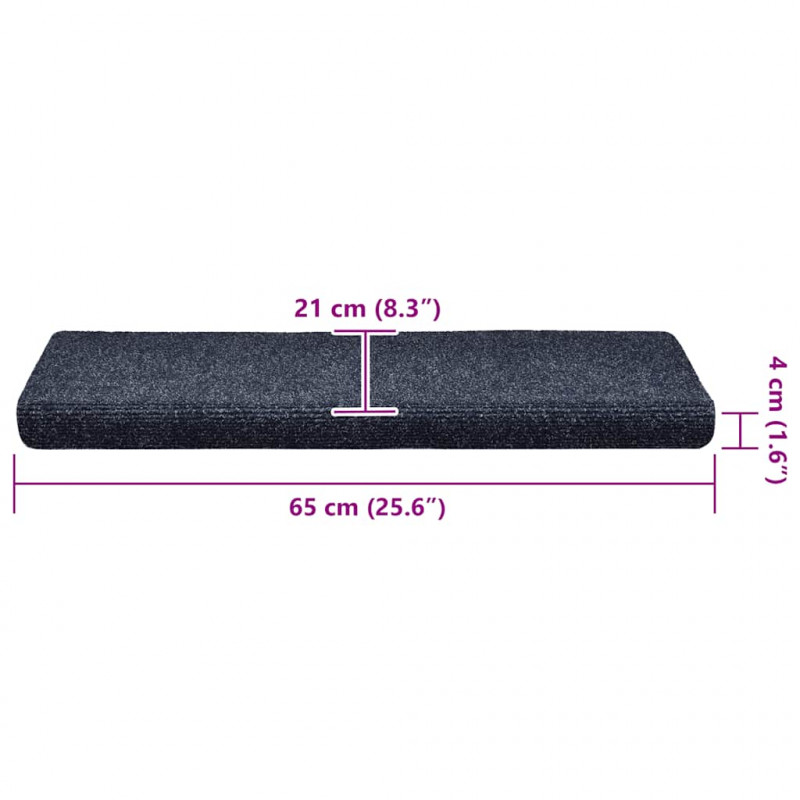 Maty na schody samoprzylepne 30 szt. 65x21x4 cm Niebieskie prostokątne krawędzie