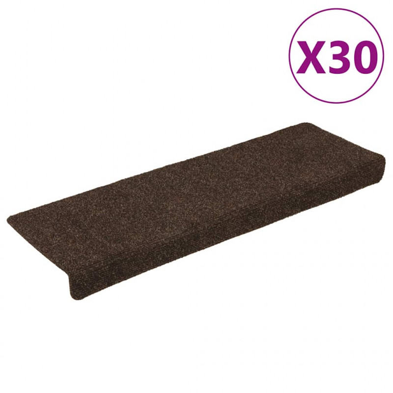 Maty na schody samoprzylepne 30 szt. 65x21x4 cm Brązowe prostokątne krawędzie