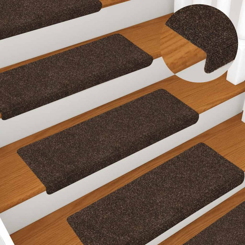 Maty na schody samoprzylepne 30 szt. 65x21x4 cm Brązowe prostokątne krawędzie