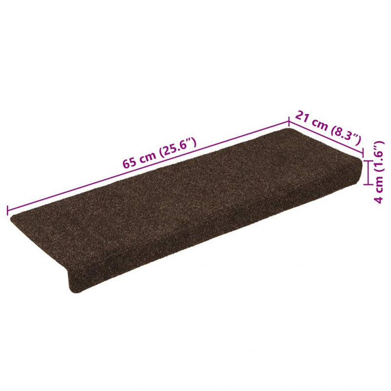 Maty na schody samoprzylepne 30 szt. 65x21x4 cm Brązowe prostokątne krawędzie