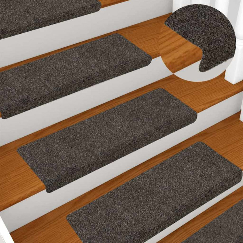 Maty na schody samoprzylepne 30 szt. 65x21x4 cm Antracytowe prostokątne krawędzie