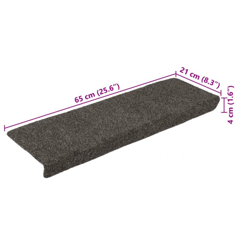 Maty na schody samoprzylepne 30 szt. 65x21x4 cm Antracytowe prostokątne krawędzie